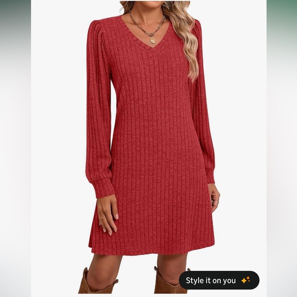 Amazon Dresses & Skirts - Long Sleeve red  Dress